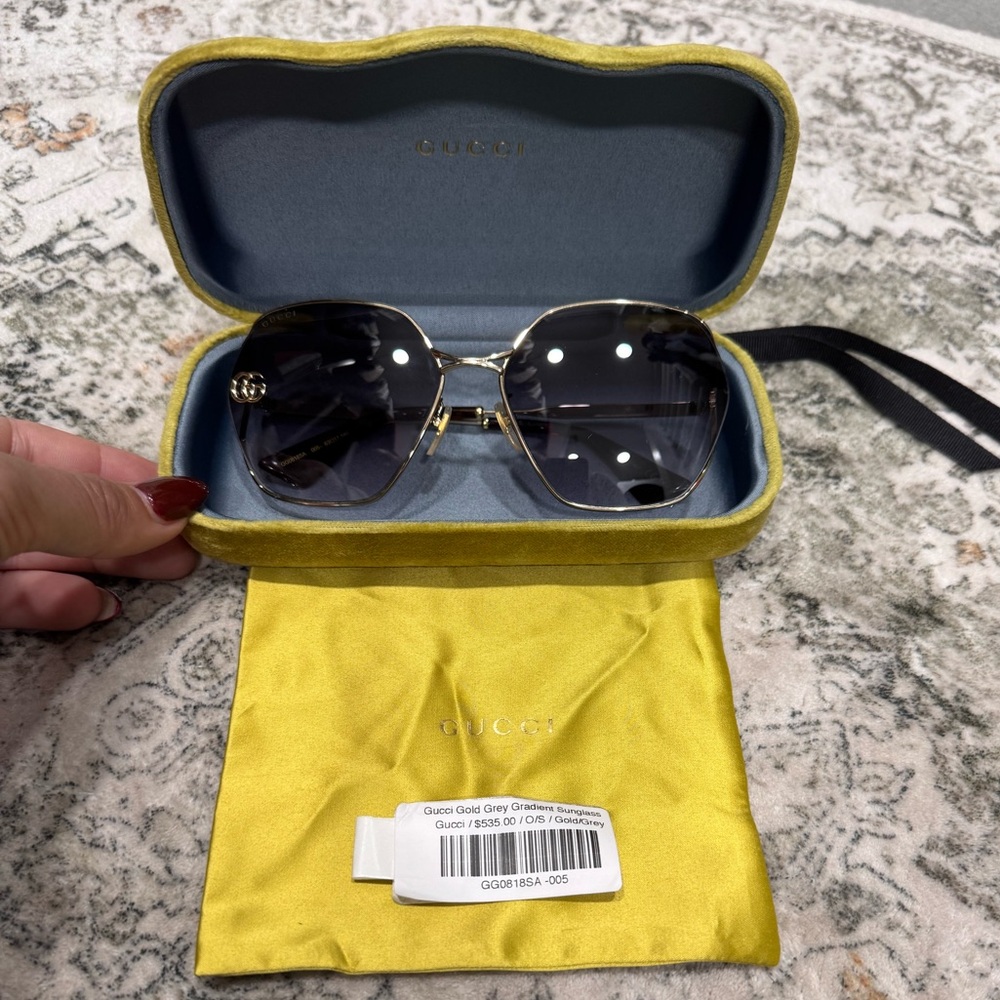 Gucci Gold Frame Sunglasses with Gray Lenses